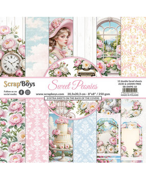 ScrapBoys Sweet Peonies 8x8 Inch Paper Pad (SB-SWPE-10)