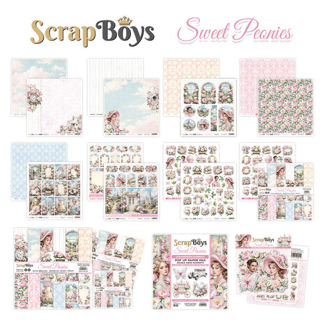 ScrapBoys Sweet Peonies Double Sided Die Cut Elements (37pcs) (SB-SWPE-12) ScrapBoys Sweet Peonies Double Sided Die Cut Elements (37pcs) (SB-SWPE-12)