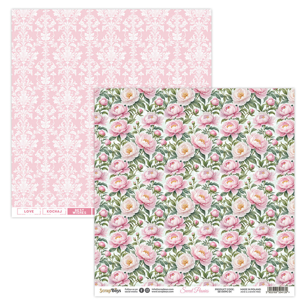 ScrapBoys Sweet Peonies 12x12 Inch Paper Pad (SB-SWPE-08) ScrapBoys Sweet Peonies 12x12 Inch Paper Pad (SB-SWPE-08)