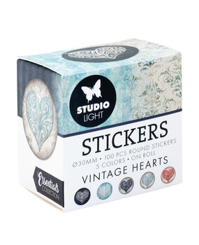 Studio Light Vintage Heart ø30mm Round Stickers on Roll (100pcs) (SL-ES-STIC32) (DISCONTINUED)