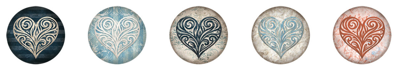 Studio Light Vintage Heart ø30mm Round Stickers on Roll (100pcs) (SL-ES-STIC32)