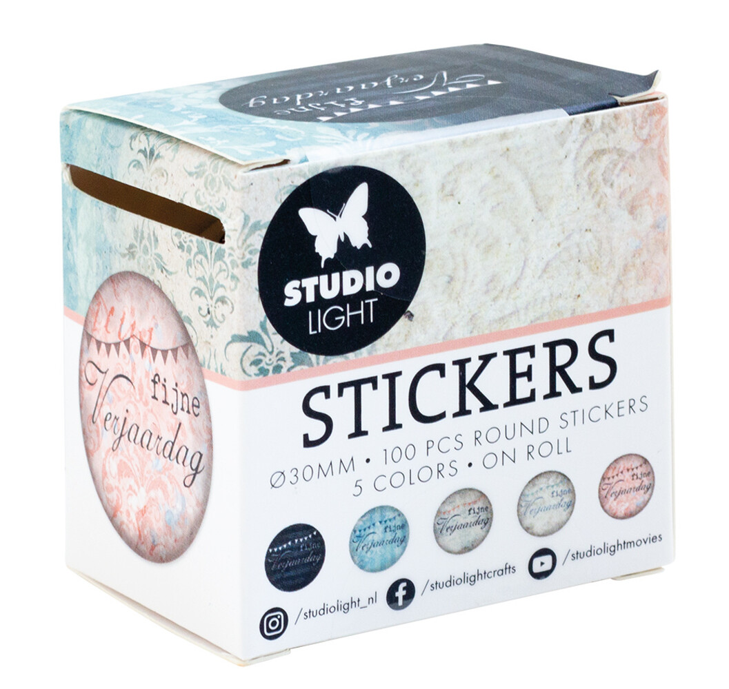 Studio Light Fijne Verjaardag ø30mm Round Stickers on Roll (100pcs) (SL-ES-STIC31) (DISCONTINUED)