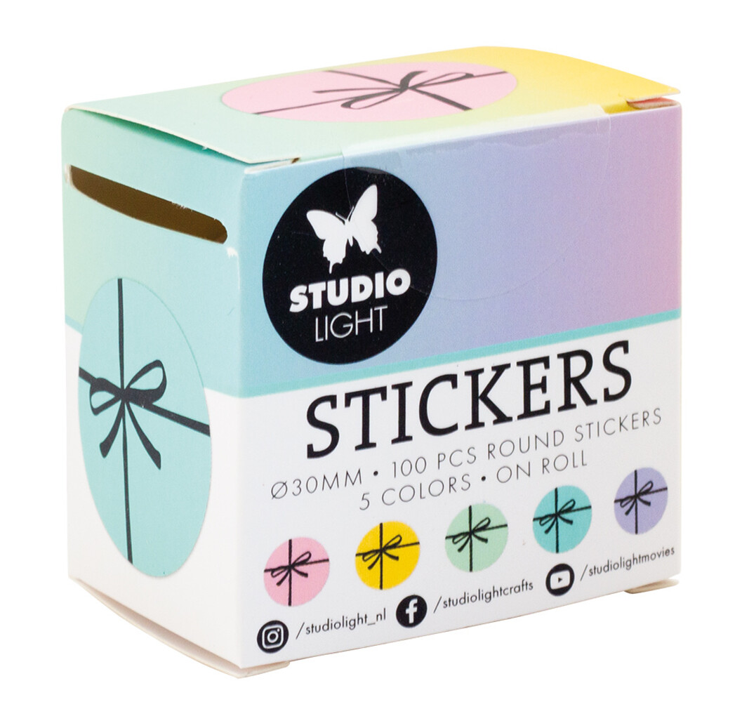 Studio Light Gift Bow ø30mm Round Stickers on Roll (100pcs) (SL-ES-STIC29) (DISCONTINUED)