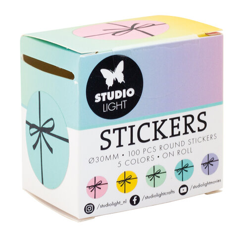 Studio Light Gift Bow ø30mm Round Stickers on Roll (100pcs) (SL-ES-STIC29) (DISCONTINUED)