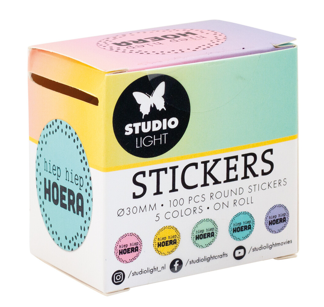 Studio Light Hiep Hiep Hoera ø30mm Round Stickers on Roll (100pcs) (SL-ES-STIC27) (DISCONTINUED)