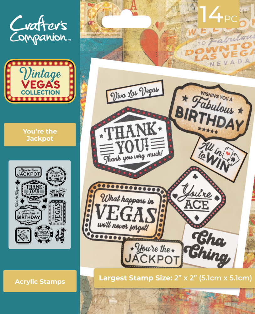 Crafter's Companion Vintage Vegas Clear Acrylic Stamp You're the Jackpot (VV-CA-ST-YTJ)