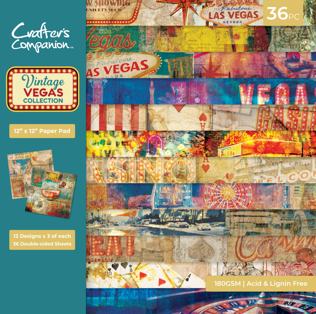 Crafter's Companion Vintage Vegas 12x12 Inch Paper Pad (VV-PAD12) Crafter's Companion Vintage Vegas 12x12 Inch Paper Pad (VV-PAD12)