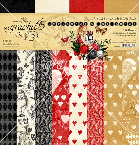 Graphic 45 Curiouser & Curiouser 12x12 Inch Patterns & Solids Pack (4502939)
