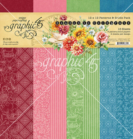 Graphic 45 Season to Celebrate 12x12 Inch Patterns & Solids Pack (4502954)