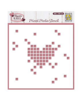Nellie Snellen Mixed Media Stencil Pixel Heart (MMS4K-084)