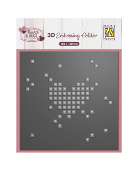 Nellie Snellen 3D Embossing Folder Pixel Heart (EF3D109)