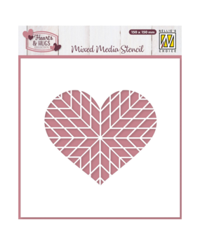 Nellie Snellen Mixed Media Stencil Geo Heart (MMS4K-079)