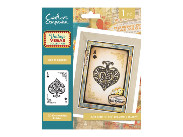 Crafter's Companion Vintage Vegas 2D Embossing Folder Ace of Spades (VV-2D-EF4-AOS)