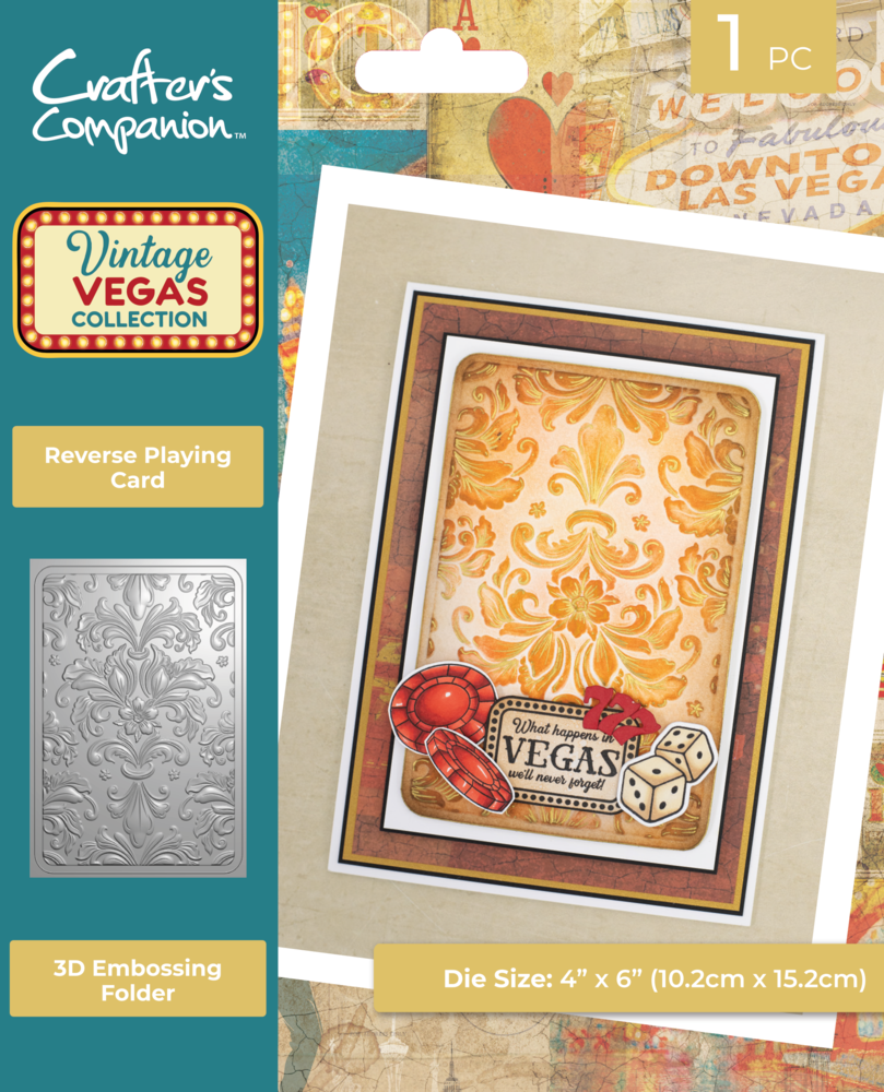 Crafter's Companion Vintage Vegas 3D Embossing Folder Reverse Playing Card (VV-3D-EF4-RPC)