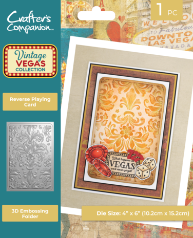 Crafter's Companion Vintage Vegas 3D Embossing Folder Reverse Playing Card (VV-3D-EF4-RPC)