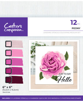 Crafter's Companion Colouring Medium Set Layering Stencils Peony (CC-STEN-IP-PEO)