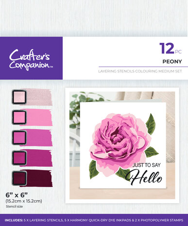 Crafter's Companion Colouring Medium Set Layering Stencils Peony (CC-STEN-IP-PEO) Crafter's Companion Colouring Medium Set Layering Stencils Peony (CC-STEN-IP-PEO)