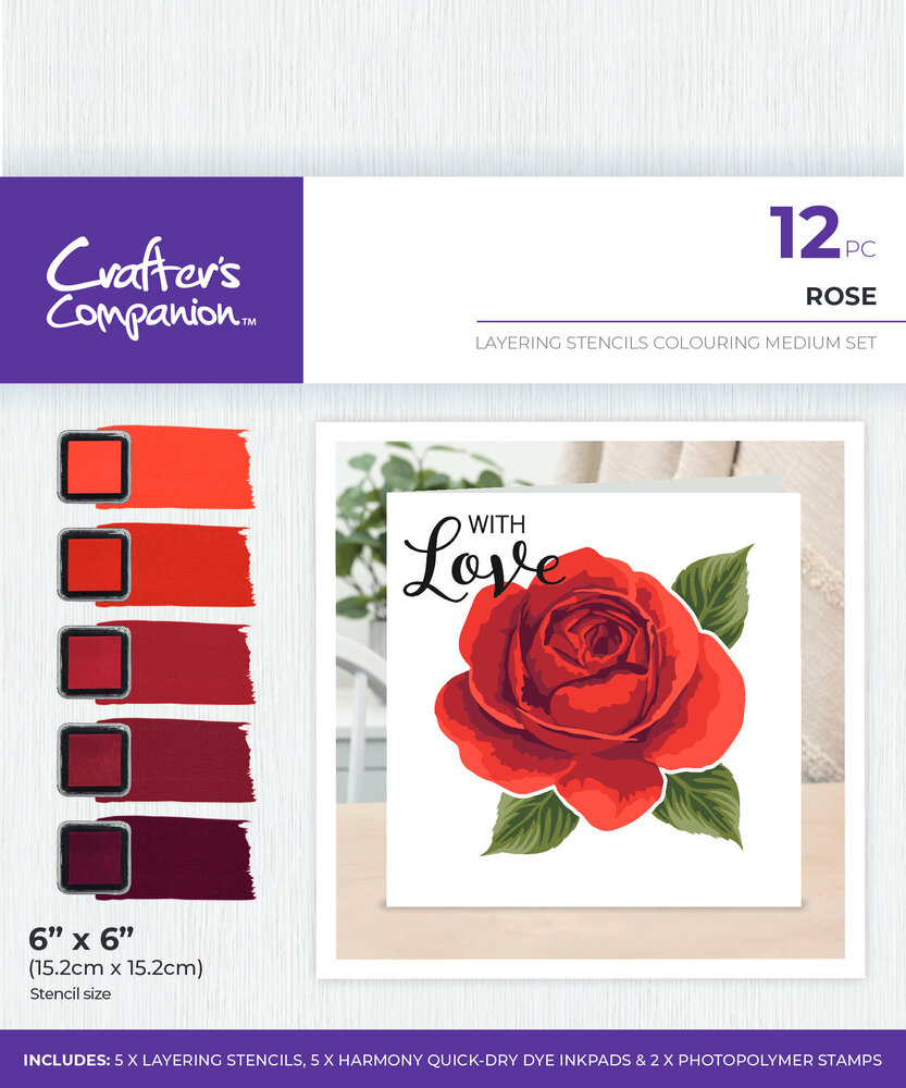 Crafter's Companion Colouring Medium Set Layering Stencils Rose (CC-STEN-IP-ROS)