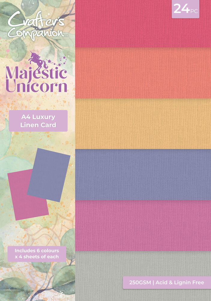 Crafter's Companion Majestic Unicorn A4 Luxury Linen Card Pack (MU-LINEN-A4)