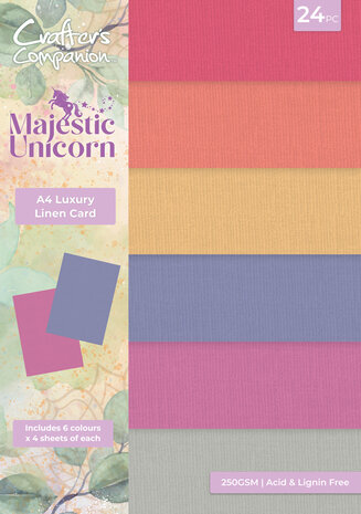 Crafter's Companion Majestic Unicorn A4 Luxury Linen Card Pack (MU-LINEN-A4)