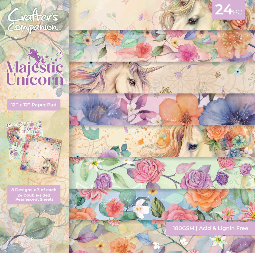 Crafter's Companion Majestic Unicorn 12x12 Inch Paper Pad (MU-PAD12) Crafter's Companion Majestic Unicorn 12x12 Inch Paper Pad (MU-PAD12)