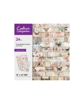 Crafter's Companion Distressed Florals 12x12 Inch Aged Paper Pad (CC-PAD12-DISF)
