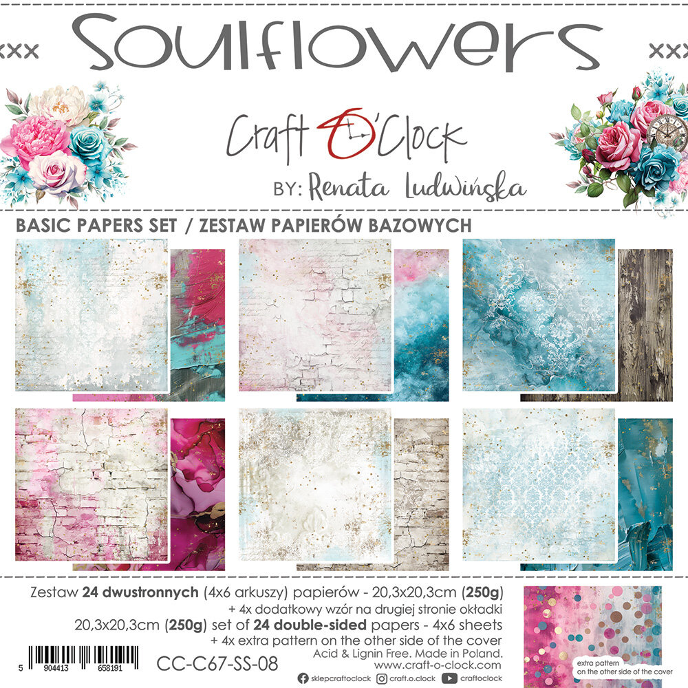 Craft O'Clock Soulflowers 8x8 Inch Basic Papers Set (CC-C67-SS-08)