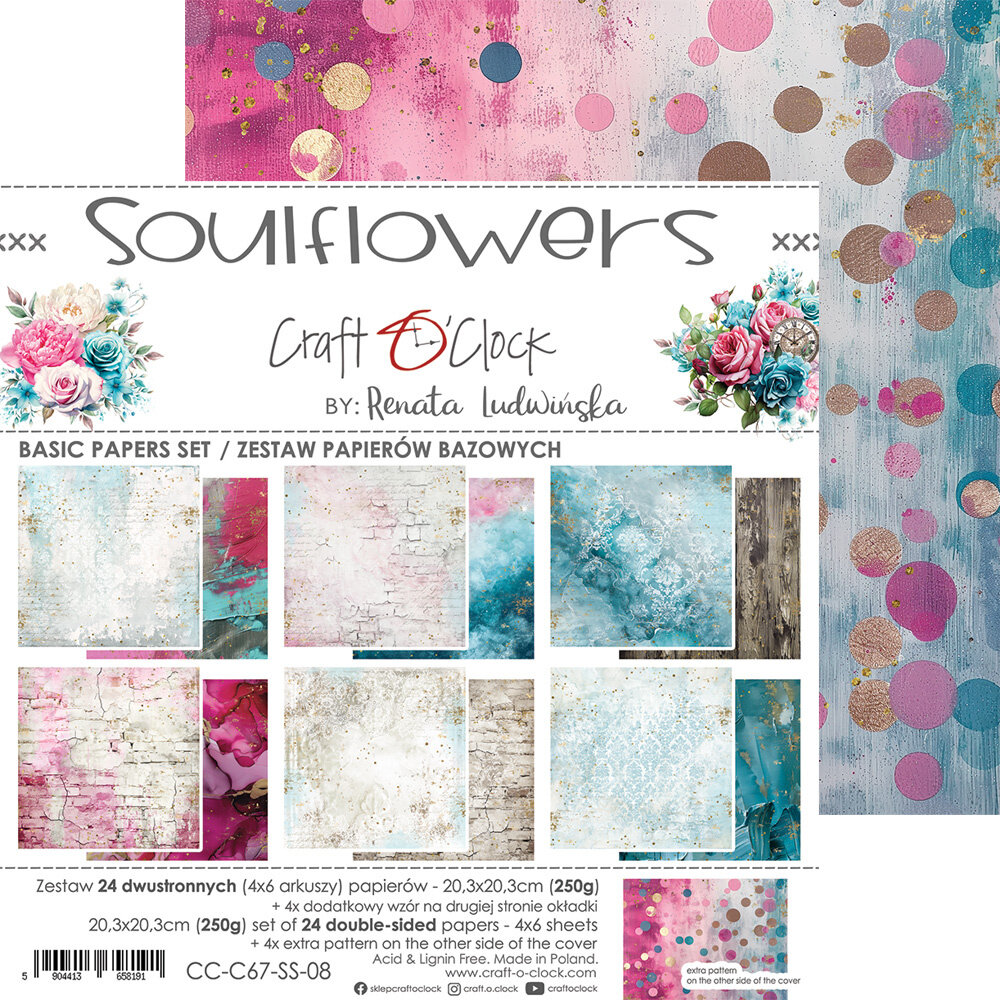 Craft O'Clock Soulflowers 8x8 Inch Basic Papers Set (CC-C67-SS-08)