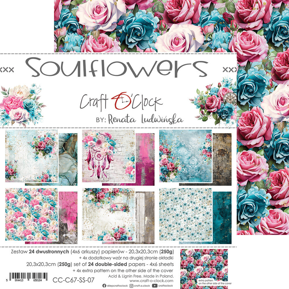 Craft O'Clock Soulflowers 8x8 Inch Medium Papers Set (CC-C67-SS-09) Craft O'Clock Soulflowers 8x8 Inch Medium Papers Set (CC-C67-SS-09)