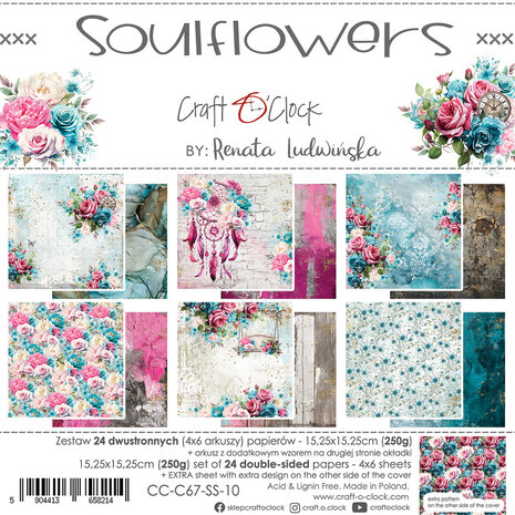 Craft O'Clock Soulflowers 6x6 Inch Paper Set (CC-C67-SS-10) Craft O'Clock Soulflowers 6x6 Inch Paper Set (CC-C67-SS-10)