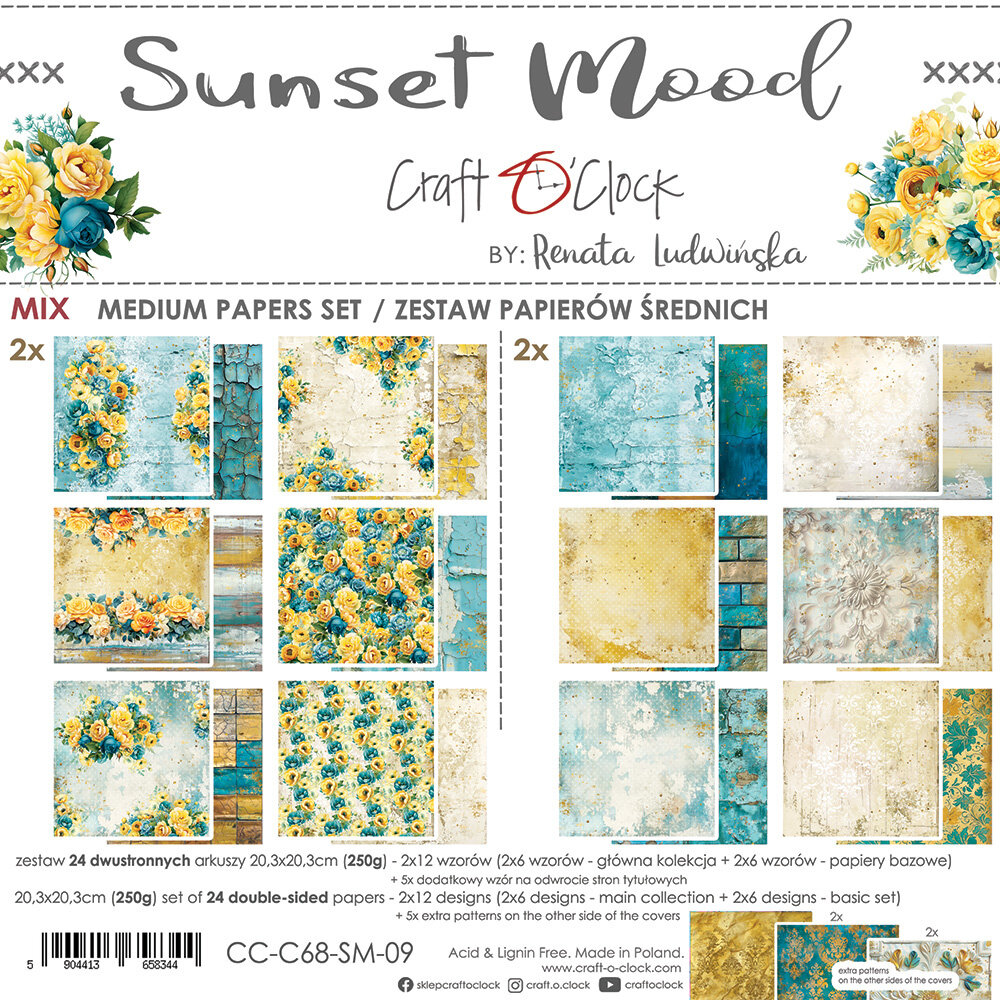Craft O'Clock Sunset Mood 8x8 Inch Medium Papers Set (CC-C68-SM-09) Craft O'Clock Sunset Mood 8x8 Inch Medium Papers Set (CC-C68-SM-09)