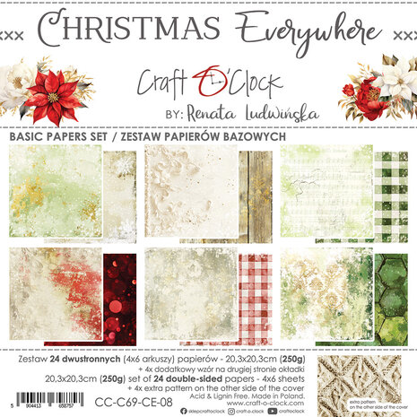 Craft O'Clock Christmas Everywhere 8x8 Inch Basic Papers Set (CC-C69-CE-08) Craft O'Clock Christmas Everywhere 8x8 Inch Basic Papers Set (CC-C69-CE-08)