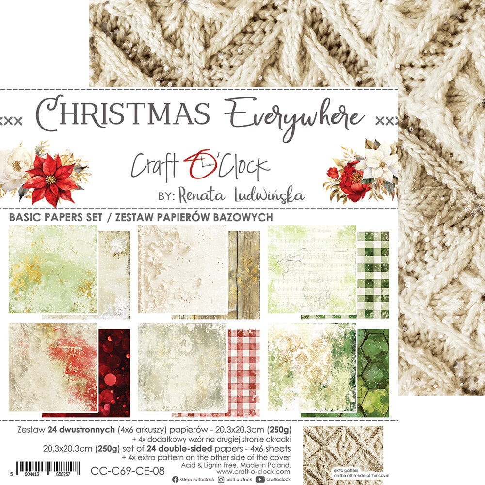 Craft O'Clock Christmas Everywhere 8x8 Inch Basic Papers Set (CC-C69-CE-08) Craft O'Clock Christmas Everywhere 8x8 Inch Basic Papers Set (CC-C69-CE-08)
