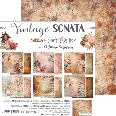Craft O'Clock Vintage Sonata 8x8 Inch Medium Papers Set (CC-F35-VSN-09) Craft O'Clock Vintage Sonata 8x8 Inch Medium Papers Set (CC-F35-VSN-09)