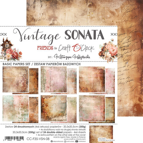 Craft O'Clock Vintage Sonata 8x8 Inch Medium Papers Set (CC-F35-VSN-09) Craft O'Clock Vintage Sonata 8x8 Inch Medium Papers Set (CC-F35-VSN-09)