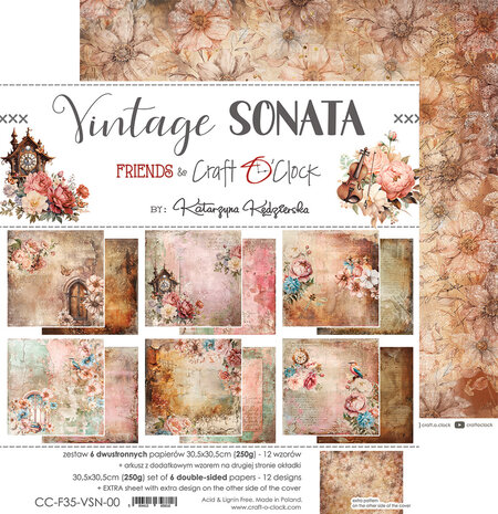 Craft O'Clock Vintage Sonata 12x12 Inch Paper Set (CC-F35-VSN-00) Craft O'Clock Vintage Sonata 12x12 Inch Paper Set (CC-F35-VSN-00)