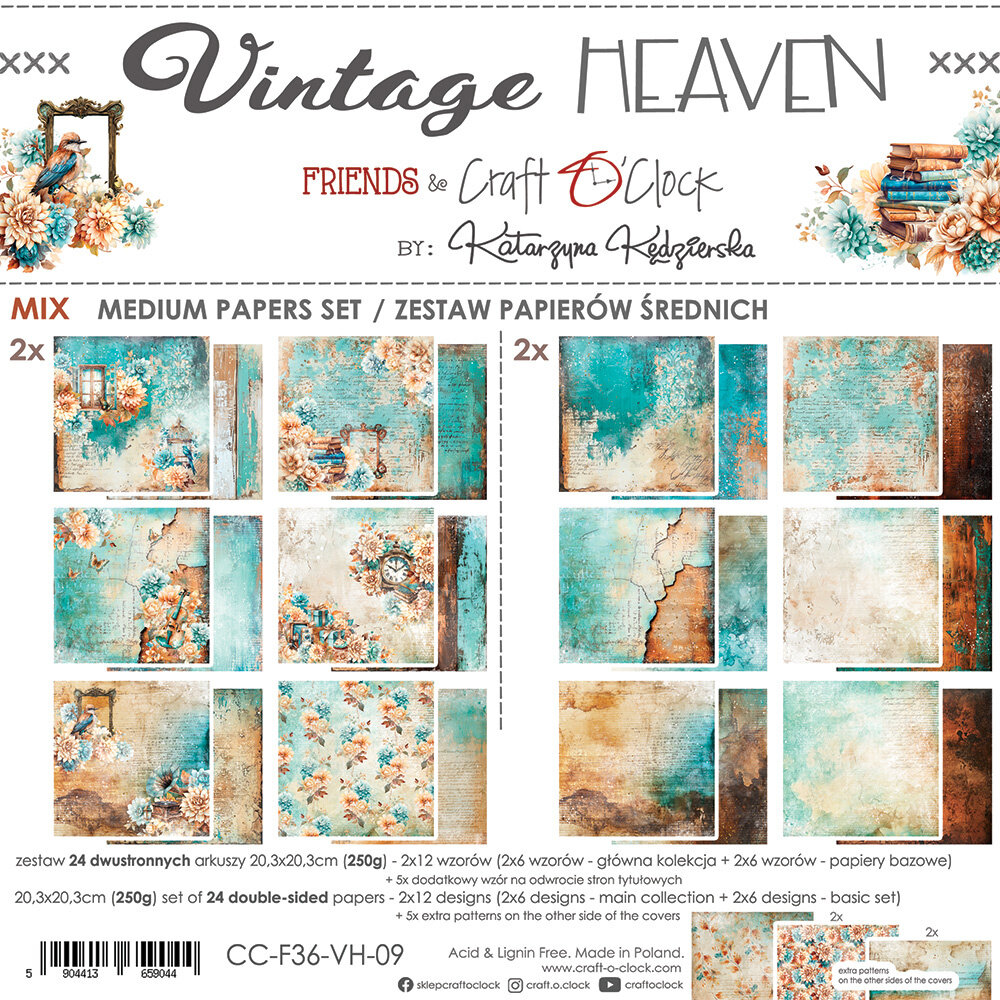 Craft O'Clock Vintage Heaven 8x8 Inch Medium Papers Set (CC-F36-VH-09) Craft O'Clock Vintage Heaven 8x8 Inch Medium Papers Set (CC-F36-VH-09)