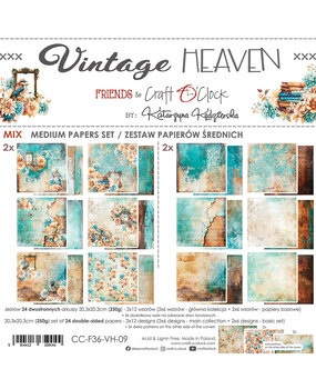 Craft O'Clock Vintage Heaven 8x8 Inch Medium Papers Set (CC-F36-VH-09) Craft O'Clock Vintage Heaven 8x8 Inch Medium Papers Set (CC-F36-VH-09)