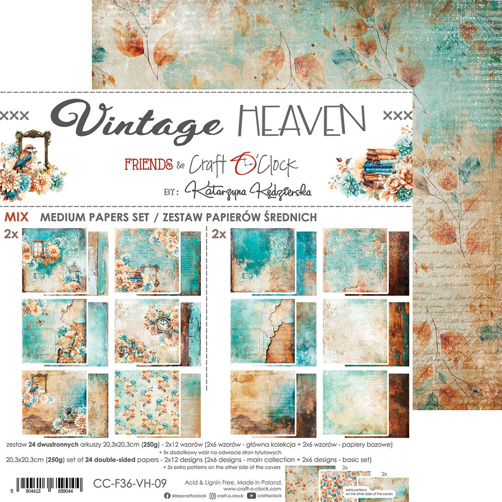 Craft O'Clock Vintage Heaven 8x8 Inch Medium Papers Set (CC-F36-VH-09) Craft O'Clock Vintage Heaven 8x8 Inch Medium Papers Set (CC-F36-VH-09)