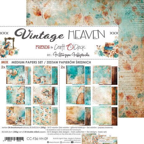 Craft O'Clock Vintage Heaven 8x8 Inch Medium Papers Set (CC-F36-VH-09) Craft O'Clock Vintage Heaven 8x8 Inch Medium Papers Set (CC-F36-VH-09)