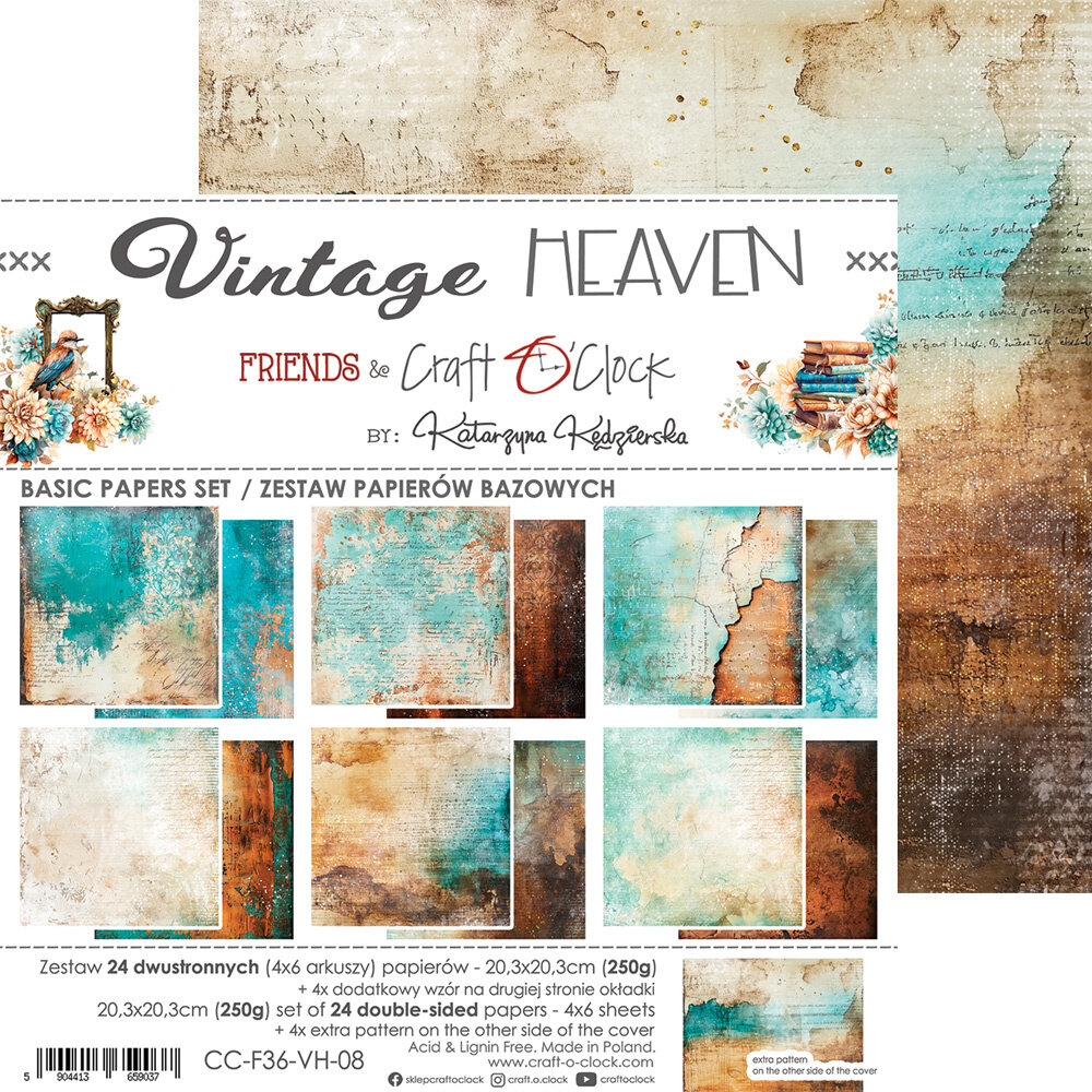 Craft O'Clock Vintage Heaven 8x8 Inch Medium Papers Set (CC-F36-VH-09) Craft O'Clock Vintage Heaven 8x8 Inch Medium Papers Set (CC-F36-VH-09)
