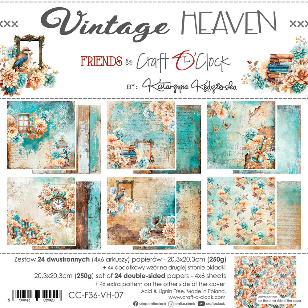 Craft O'Clock Vintage Heaven 8x8 Inch Paper Set (CC-F36-VH-07)