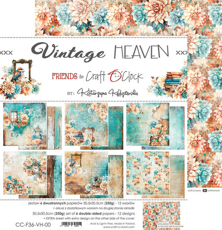 Craft O'Clock Vintage Heaven 12x12 Inch Paper Set (CC-F36-VH-00) Craft O'Clock Vintage Heaven 12x12 Inch Paper Set (CC-F36-VH-00)