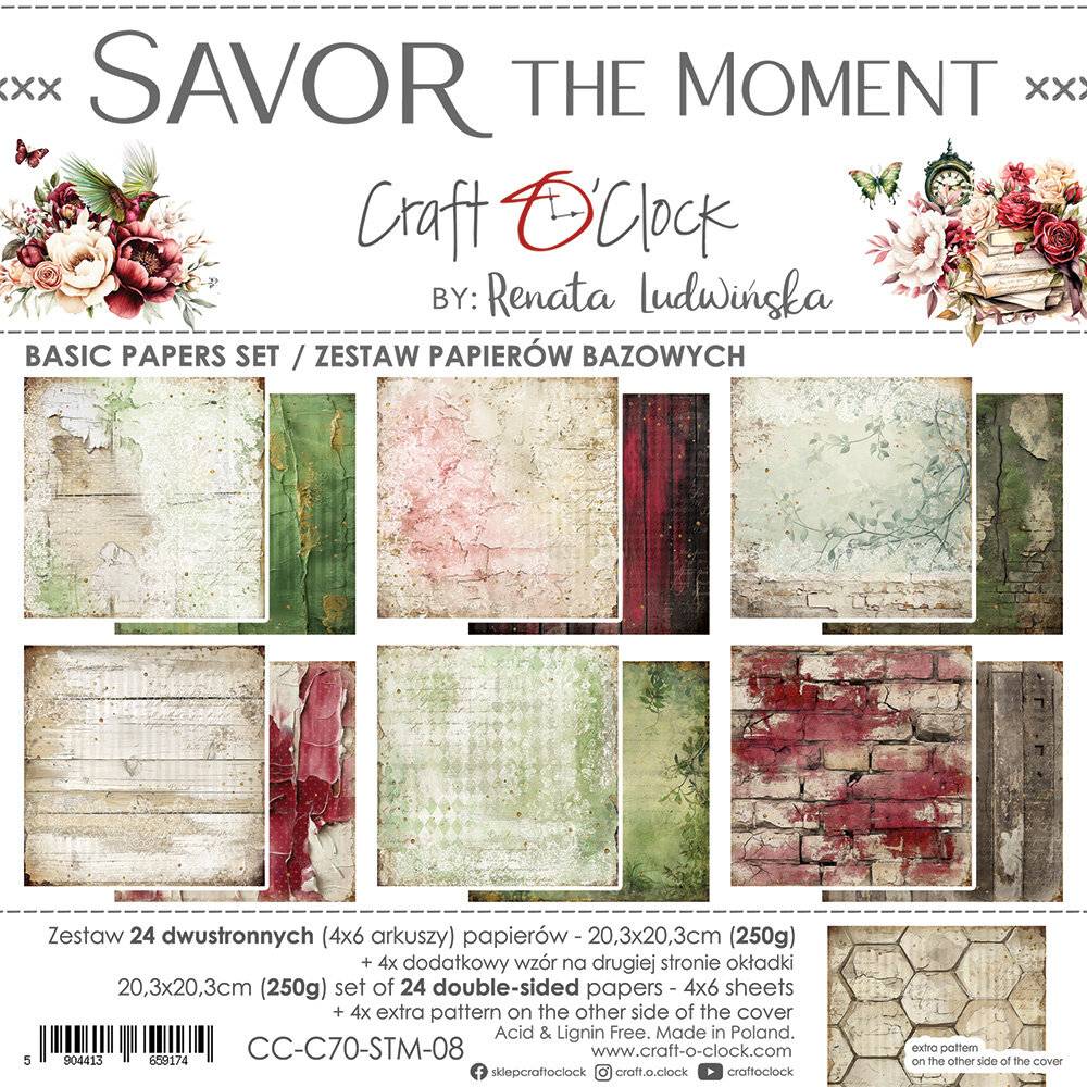 Craft O'Clock Savor The Moment 8x8 Inch Basic Papers Set (CC-C70-STM-08) Craft O'Clock Savor The Moment 8x8 Inch Basic Papers Set (CC-C70-STM-08)