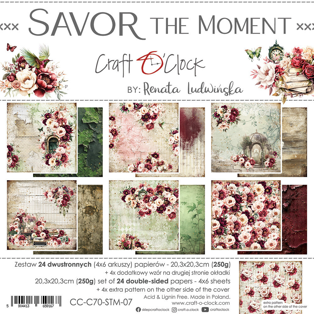 Craft O'Clock Savor The Moment 8x8 Inch Paper Set (CC-C70-STM-07) Craft O'Clock Savor The Moment 8x8 Inch Paper Set (CC-C70-STM-07)