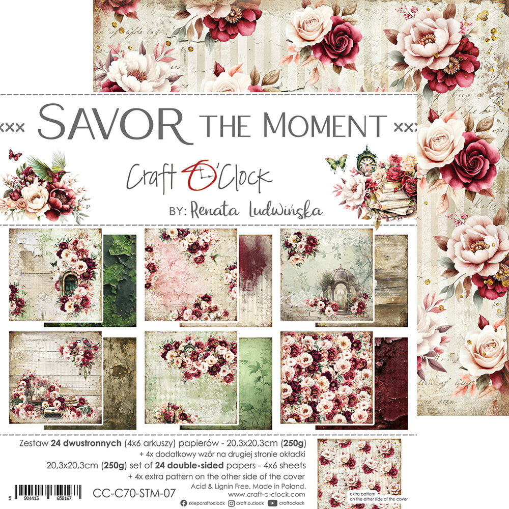 Craft O'Clock Savor The Moment 8x8 Inch Paper Set (CC-C70-STM-07) Craft O'Clock Savor The Moment 8x8 Inch Paper Set (CC-C70-STM-07)
