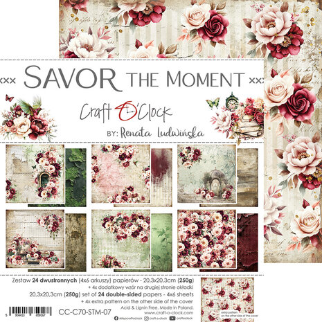 Craft O'Clock Savor The Moment 8x8 Inch Paper Set (CC-C70-STM-07) Craft O'Clock Savor The Moment 8x8 Inch Paper Set (CC-C70-STM-07)