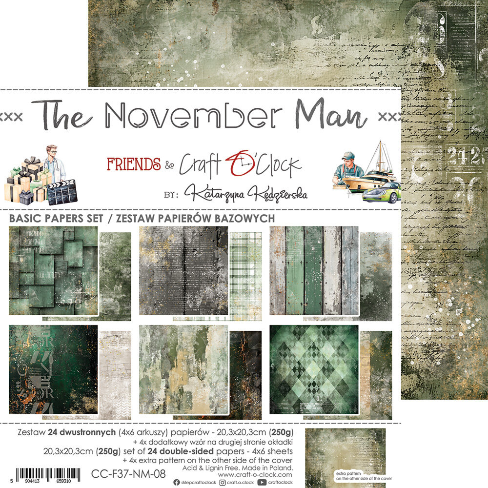 Craft O'Clock The November Man 8x8 Inch Basic Papers Set (CC-F37-NM-08) Craft O'Clock The November Man 8x8 Inch Basic Papers Set (CC-F37-NM-08)