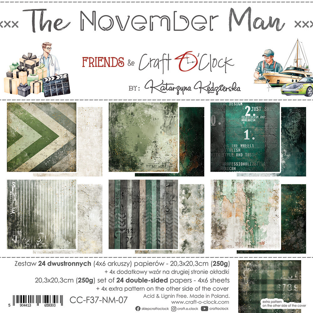 Craft O'Clock The November Man 8x8 Inch Paper Set (CC-F37-NM-07) Craft O'Clock The November Man 8x8 Inch Paper Set (CC-F37-NM-07)