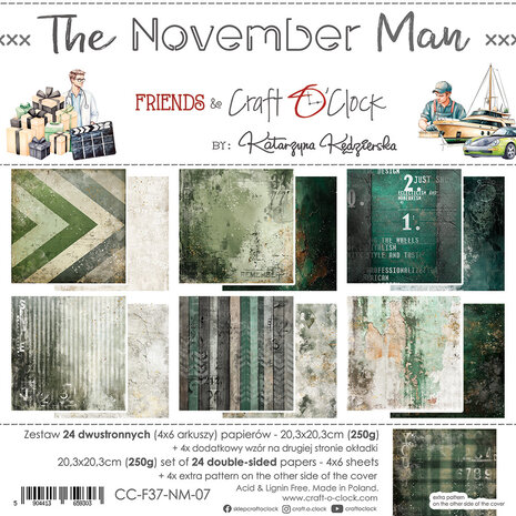 Craft O'Clock The November Man 8x8 Inch Paper Set (CC-F37-NM-07) Craft O'Clock The November Man 8x8 Inch Paper Set (CC-F37-NM-07)
